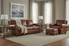 Image of Weston Leather Queen Sleeper Sofa Set w/ Contrasting Nailhead Trim