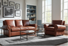Image of Weston Leather Queen Sleeper Sofa & Recliner Set w/ Contrasting Nailhead Trim