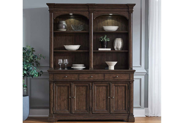 Wexford Satin Cherry Storage Dining Buffet With Hutch