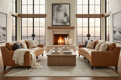 Wexler 103 Inch Contemporary Curved Conversation Leather Sofa