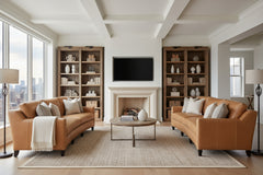 Wexler 103 Inch Contemporary Curved Conversation Leather Sofa