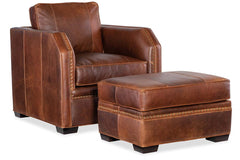 Whitaker Transitional Leather Ottoman