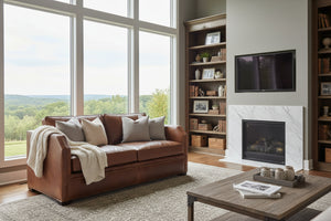 Whitaker 78 Inch Transitional Apartment Size Two Cushion Pillow Back Leather Sofa