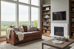 Whitaker 78 Inch Transitional Apartment Size Two Cushion Pillow Back Leather Sofa
