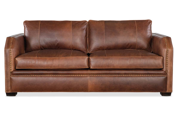 Whitaker 78 Inch Transitional Apartment Size Two Cushion Pillow Back Leather Sofa