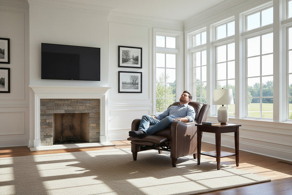 Whitmore Leather Bustle Pillow Back Recliner Chair