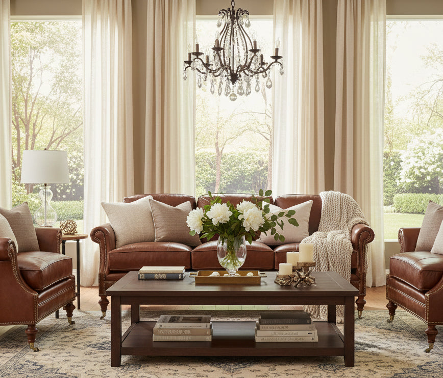 Wilson Designer Style Conversational Leather Sofa