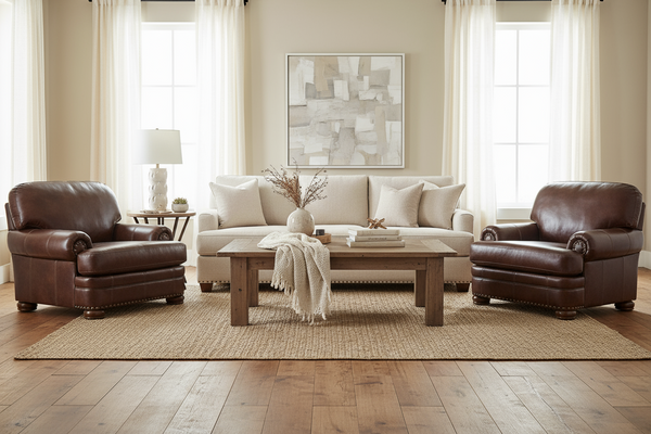 Winfield Oversized Pillow Back Sofa Group With Nail Trim