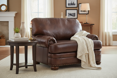 Winfield 60" Pillow Back Leather Chair And A Half With Nailhead Trim