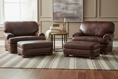 Winfield 60" Pillow Back Leather Chair And A Half With Nailhead Trim