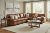 Image of Winfield T-Cushion Rolled Arm Leather Sectional Sofa