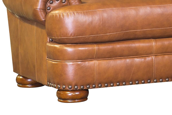 Winfield T-Cushion Rolled Arm Leather Sectional Sofa