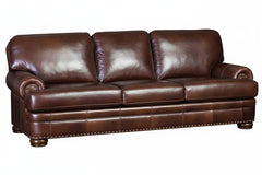 Winfield 103 Inch Pillow Back Leather Sofa With Nailhead Trim