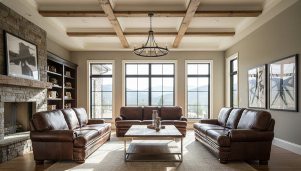 Winfield 103 Inch Pillow Back Leather Sofa With Nailhead Trim