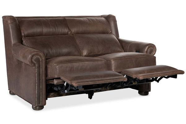 Winston Traditional POWER "WALL HUGGER" Bustle Back Leather Loveseat
