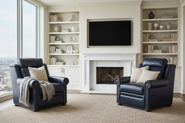 Winston Leather Power "WALL HUGGER" Bustle Back Living Room Reclining Chair