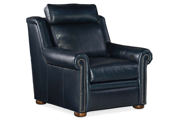 Winston Leather Power "WALL HUGGER" Bustle Back Living Room Reclining Chair