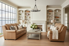 Winston 91 Inch Single Back "Wall Hugger" Traditional Power Three Cushion Leather Sofa