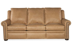 Winston 91 Inch Single Back "Wall Hugger" Traditional Power Three Cushion Leather Sofa