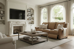 Winston 91 Inch Single Back "Wall Hugger" Traditional Power Three Cushion Leather Sofa