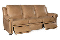Winston 91 Inch Single Back "Wall Hugger" Traditional Power Three Cushion Leather Sofa