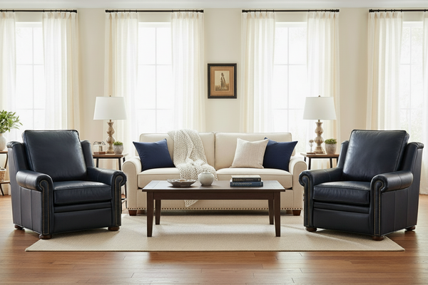 Winston Single Back Traditional Leather Reclining Furniture Collection