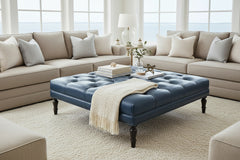 Winton Tufted 36", 40", 44", Or 48" Inch Square Leather Ottoman (4 Sizes Available)
