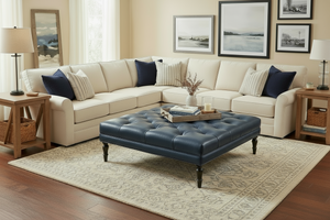 Winton Tufted 36", 40", 44", Or 48" Inch Square Leather Ottoman (4 Sizes Available)