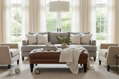Worthington 44 Inch Rectangular Deep Button Tufted Leather Upholstered Ottoman Coffee Table