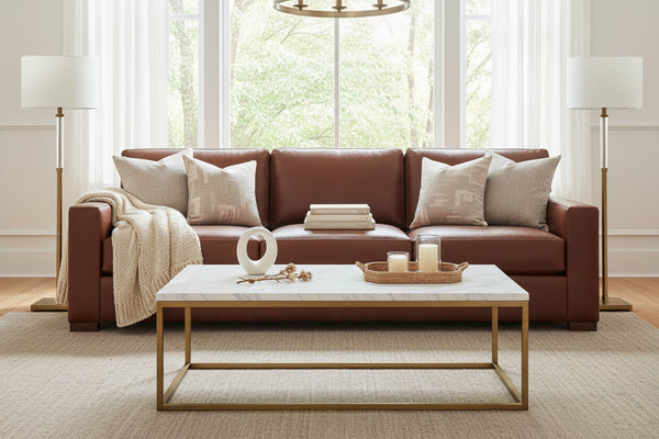 Wyatt 103 Inch Grand Scale Contemporary Deep Seat Leather Sofa