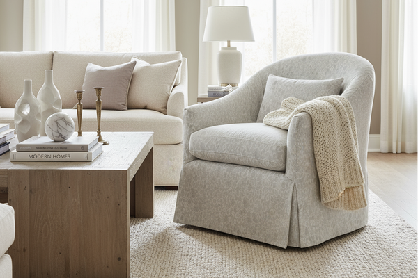 Xena Saxony "Quick Ship" Slipcovered Swivel Accent Chair