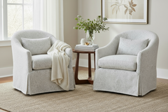 Xena Saxony "Quick Ship" Slipcovered Swivel Accent Chair