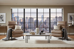Zander Mushroom Dual Power "Quick Ship" Leather Modern Recliner