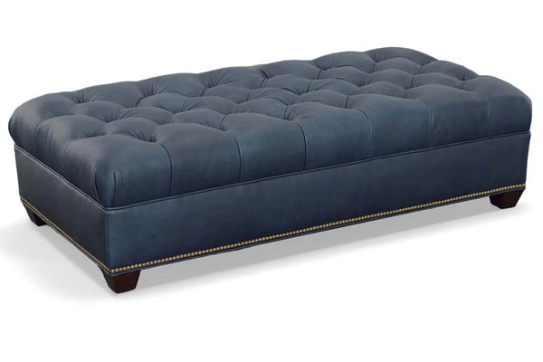 Anne 56 Inch Long Chesterfield Tufted Leather Coffee Table Bench