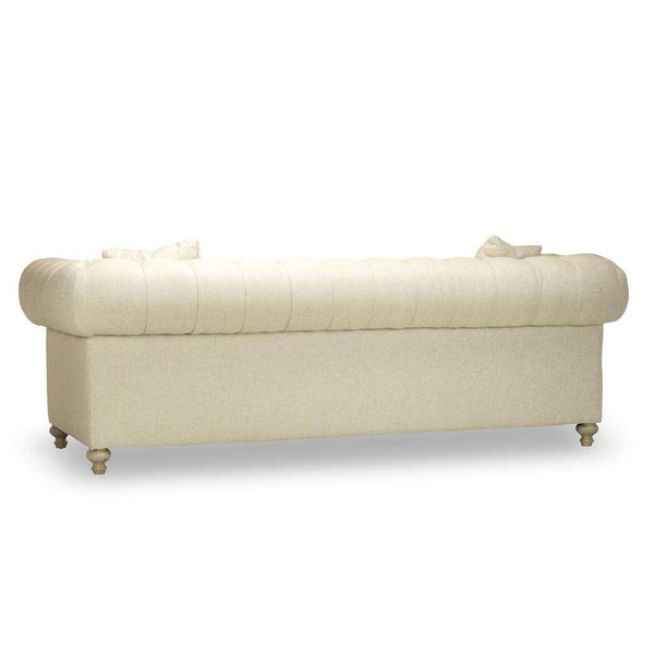 Armstrong 90 Inch "Quick Ship" Tufted Chesterfield Sofa In Classic Linen