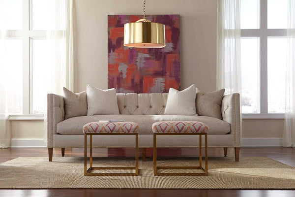 Astrid 92 Inch Fabric Tight-Back Tuxedo Arm Single Bench Seat Sofa