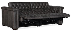 Bromley Gravel Chesterfield 88 Inch "Quick Ship" Wall Hugger Power Leather Reclining Sofa OUT OF STOCK UNTIL 1/18/22