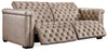 Image of Bromley Taupe Chesterfield 88 Inch "Quick Ship" Wall Hugger Power Leather Reclining Sofa OUT OF STOCK UNTIL 1/13/22
