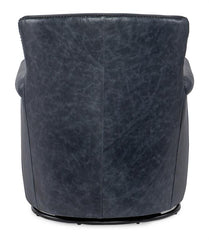 Byrne Ocean "Quick Ship" Leather Button Back Swivel Accent Chair