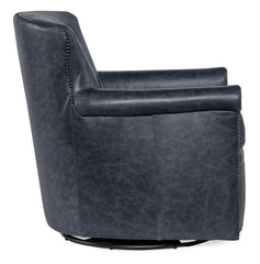 Byrne Ocean "Quick Ship" Leather Button Back Swivel Accent Chair