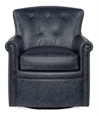 Byrne Ocean "Quick Ship" Leather Button Back Swivel Accent Chair