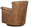 Image of Byrne Pawn "Quick Ship" Leather Swivel Accent Chair With Nail Trim