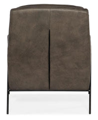 Christopher Meteor Leather Quick Ship Modern  Accent Chair With Metal Legs