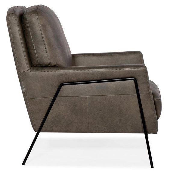 Christopher Meteor Leather Quick Ship Modern  Accent Chair With Metal Legs