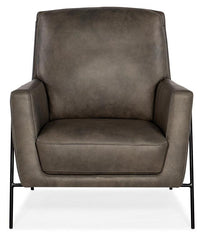 Christopher Meteor Leather Quick Ship Modern  Accent Chair With Metal Legs
