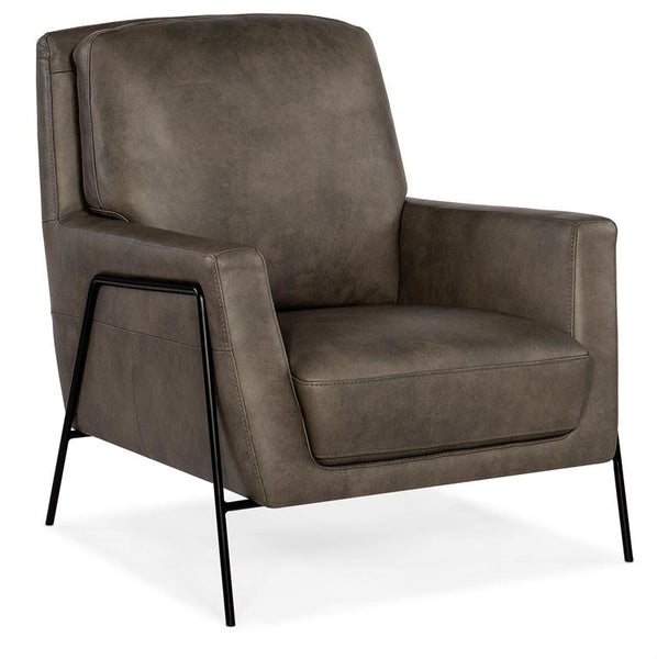 Christopher Meteor Leather Quick Ship Modern  Accent Chair With Metal Legs