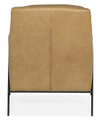 Christopher Sand Leather Quick Ship Modern Accent Chair With Metal Legs
