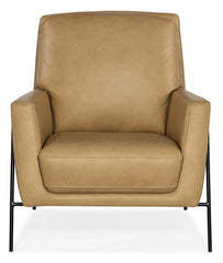 Christopher Sand Leather Quick Ship Modern Accent Chair With Metal Legs
