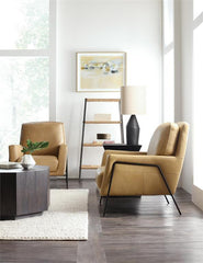 Christopher Sand Leather Quick Ship Modern Accent Chair With Metal Legs