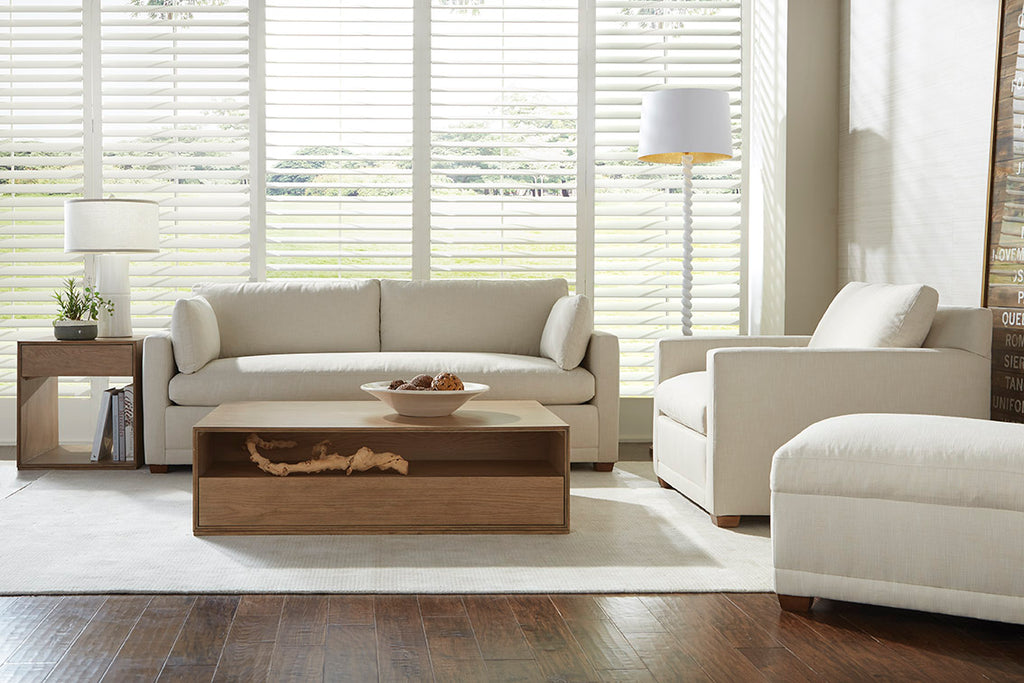 Donna Single Bench Seat Fabric Sofa With Track Arms